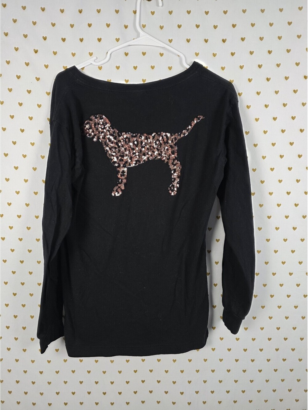 Victorias Secret PINK Bling Cheetah Leopard Long Sleeve Sequined Tee shirt XS
